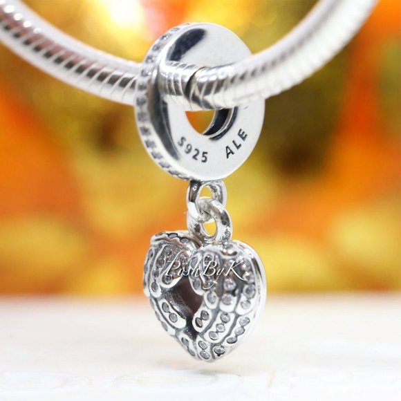 PANDORA Angel Wings Locket Dangle Charm 791737CZ - Picture 2 of 3